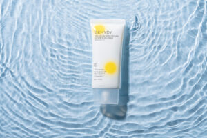 Behydy Vegan Calming Ocean Repair Sun Cream, 50mL, in a compact, travel-friendly tube with soothing ocean-inspired design. Offers SPF protection while calming and repairing the skin, perfect for daily use in a vegan skincare routine.
