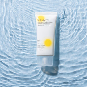 Behydy Vegan Calming Ocean Repair Sun Cream, 50mL, in a compact, travel-friendly tube with soothing ocean-inspired design. Offers SPF protection while calming and repairing the skin, perfect for daily use in a vegan skincare routine.