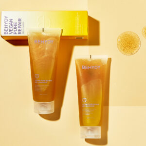 Behydy Vegan Pure Repair Cleansing Gel, 200mL, in a modern, eco-friendly tube with minimalist branding. The gentle formula is designed for effective cleansing while promoting hydration and skin repair, perfect for a vegan skincare routine.